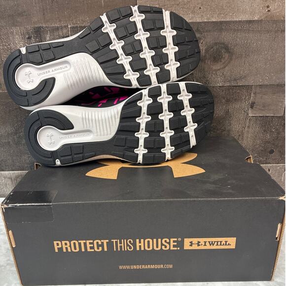 Under Armour Size 6.5 WIDE Black Pink Dash Run 2 Running Sneakers Athletic LF4 - Picture 6 of 7